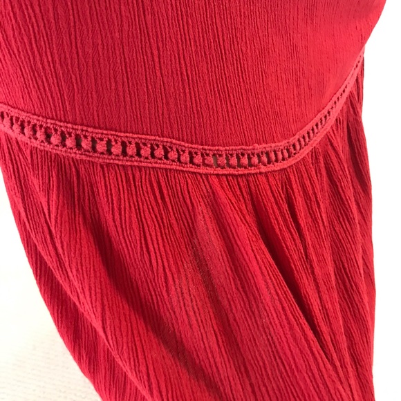Red Crochet Flounce Backless Maxi Dress - Picture 5 of 5